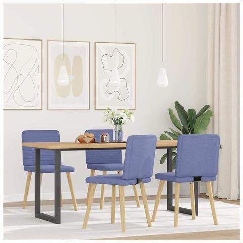 Sedie Da Pranzo 4 Pz Blu Jeans In Tessuto - Foto 2