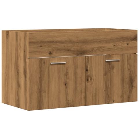 Mobile Lavabo Bagno Rovere Artigianale 90x38,5x46cm Multistrato - Foto 2