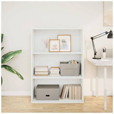 Libreria Bianca 80x30x114 Cm In Legno Multistrato - Foto 3