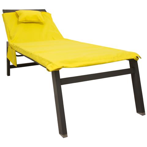 Lettino Mare Microfibra Lettino Con Cuscino E Tasche Modello Fluo Lettino Giallo - Foto 1