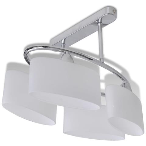 Lampada Da Soffitto Ellissoidale Vetro Paralume 4 Lampadine E14 - Foto 1