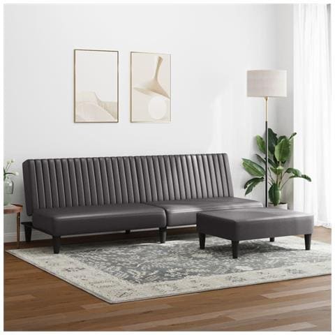 Lusso Casadino -  Set Di Divani 2 Pz Grigio In Similpelle - Foto 2