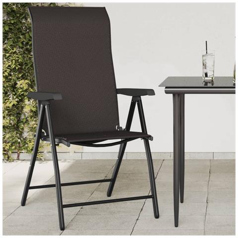 Lusso Casadino -  Sedie Pieghevoli Da Giardino 8 Pz Nere In Polyrattan - Foto 8