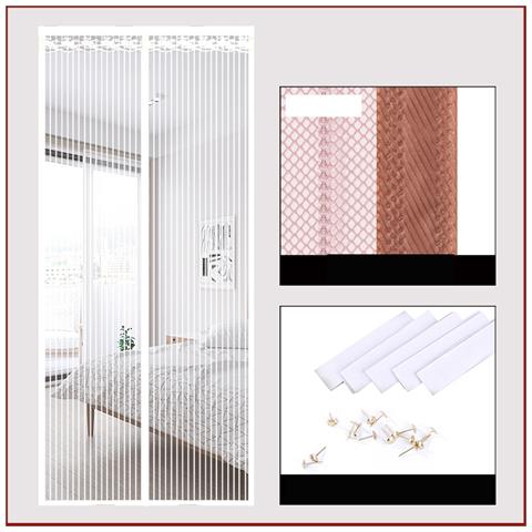 Tenda Zanzariera Magnetica Per Porta Con 9 Coppie Di Magneti, Bianca, 80cm X 200cm - Foto 2