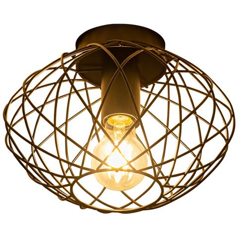 Plafoniera Ø 25 Cm Nera, Lampada Da Soffitto Vintage A Gabbia Per Soggiorno E Corridoio - Foto 1