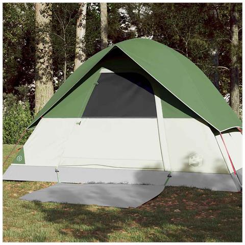 Tenda da Campeggio a Cupola per 3 Persone Verde Impermeabile - Foto 1