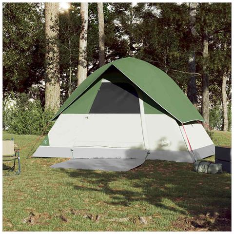 Tenda da Campeggio a Cupola per 3 Persone Verde Impermeabile - Foto 2
