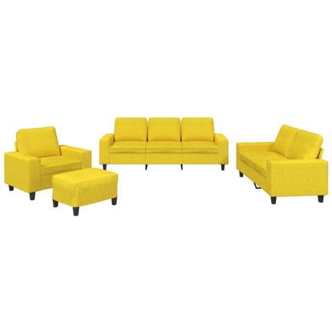Set di Divani 4 pz Giallo Chiaro in Tessuto - Foto 1