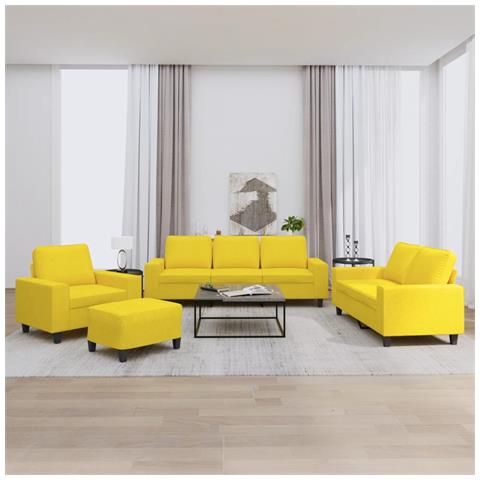 Set di Divani 4 pz Giallo Chiaro in Tessuto - Foto 2