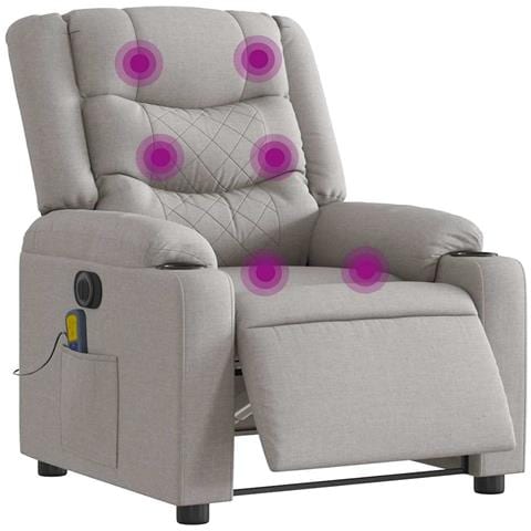 Poltrona Reclinabile Massaggio Elettrica Grigio Nuvola Tessuto - Foto 1