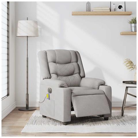 Poltrona Reclinabile Massaggio Elettrica Grigio Nuvola Tessuto - Foto 2