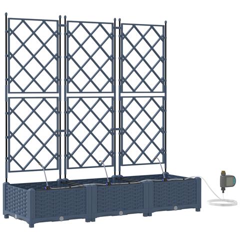 Vasi da Giardino con Sistema di Irrigazione 3 pcs Grigio - Foto 1