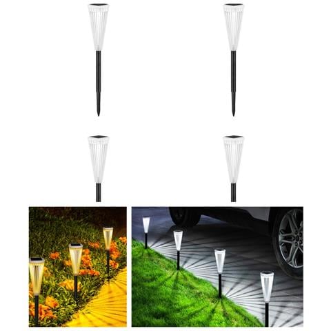 Set Di 4 Lampade Solari Da Giardino A Led Con Effetto Traforato, Luce Bianca E Calda - Foto 2