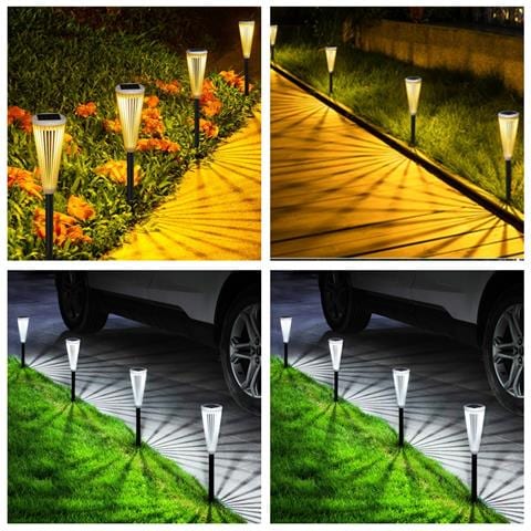 Set Di 4 Lampade Solari Da Giardino A Led Con Effetto Traforato, Luce Bianca E Calda - Foto 5