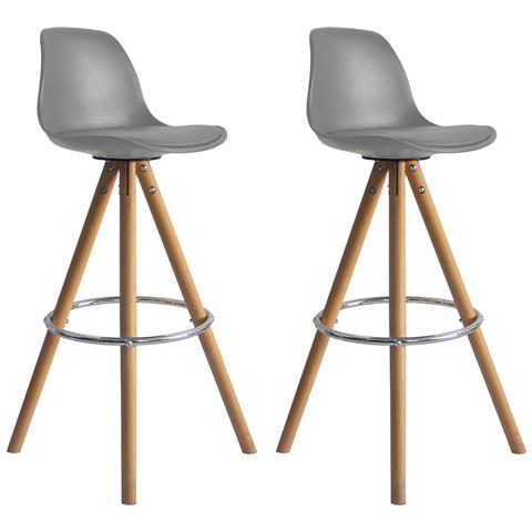 Set Di 2 Sgabelli Scandinavi Tobias Grigio Con Cuscino - Foto 1