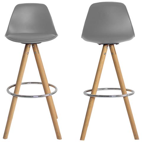 Set Di 2 Sgabelli Scandinavi Tobias Grigio Con Cuscino - Foto 5