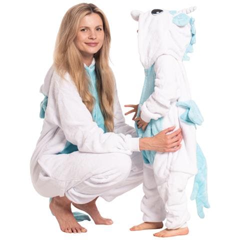 Pigiama Da Donna Tuta Kigurumi Onesie Unicorno Blu 145-155 Cm S - Foto 2
