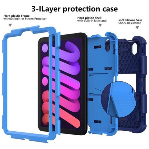 Custodia Per Ipad Mini 6 8.3"" Con Supporto E Alloggiamento Per Stilo Blu - Foto 2