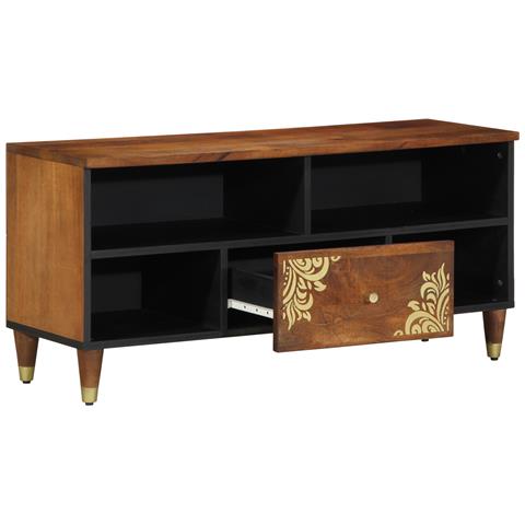 Mobile TV 100x33x46 cm in legno massello di mango - Foto 2