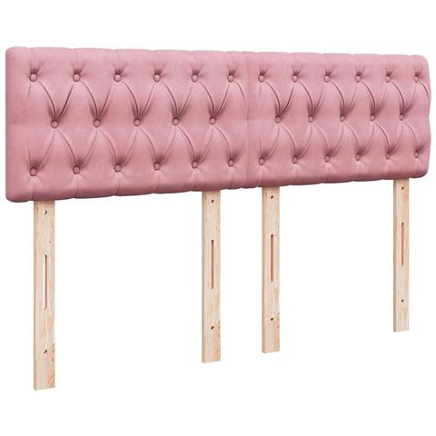 Struttura Letto Pouf con Materasso Rosa 140x190 cm in Velluto - Foto 9