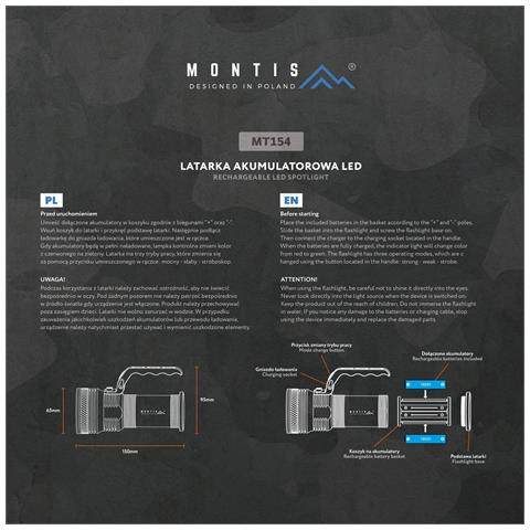 Aluminiowa reczna latarka akumulatorowa LED MT154 Grigio Torcia a mano - Foto 8