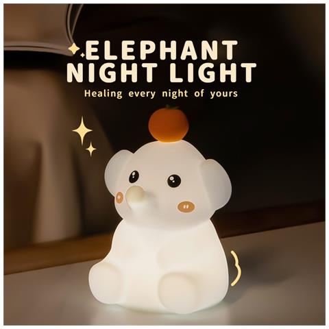 Luce Notturna Elefante Rosa - Tocco Morbido, Luce Calda, Luminosità Regolabile - Foto 2