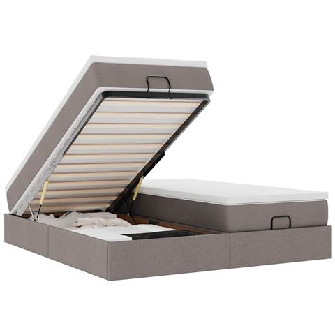 Struttura Letto Pouf con Materassi Tortora 180x200cm in Tessuto - Foto 1