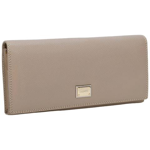 Portafoglio Da Donna Loulou Effetto Granulato Con Placca Metallica Con Logo, Taupe - Foto 2