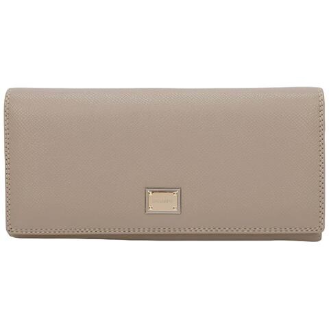 Portafoglio Da Donna Loulou Effetto Granulato Con Placca Metallica Con Logo, Taupe - Foto 1