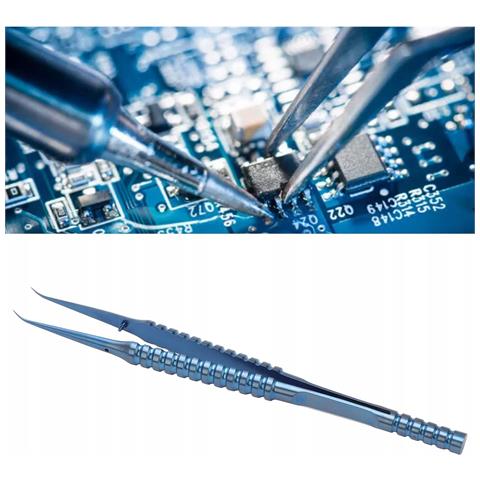Pinzetta Di Precisione In Titanio Curva (blu) - Materiale Di Alta Qualità, Resistente Alla Corrosione | Lunghezza 140 Mm, Punta 0,15 Mm | Uso Versatile Per Microsaldatura - Foto 7