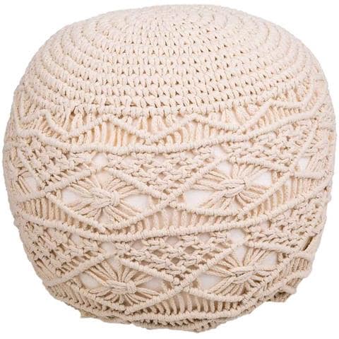 Puf In Cotone Intrecciato Panna 45x45x40h - Foto 1