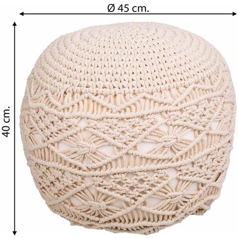 Puf In Cotone Intrecciato Panna 45x45x40h - Foto 6