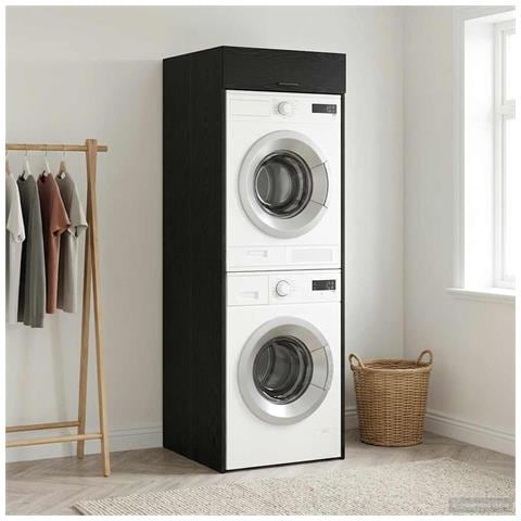 Mobiletto per lavatrice Rovere Nero 67,5 x 68 x 200 cm - Foto 2