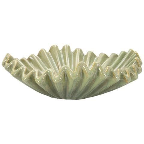 Centro Tavola Venice In Ceramica Verde Salvia Con Bordo A Petali Ø 40 Cm - Foto 1