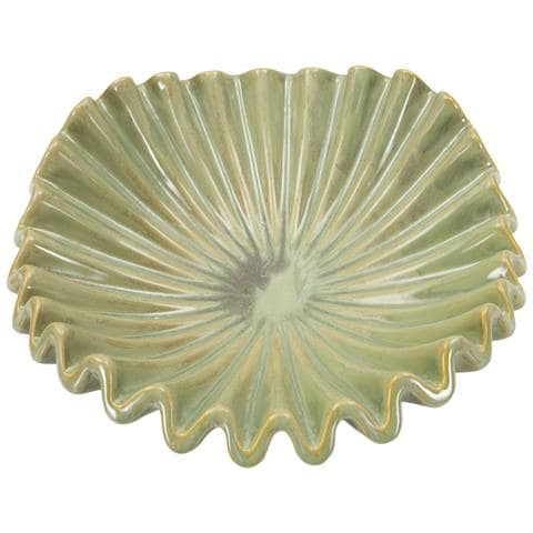Centro Tavola Venice In Ceramica Verde Salvia Con Bordo A Petali Ø 40 Cm - Foto 2