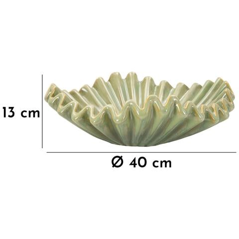Centro Tavola Venice In Ceramica Verde Salvia Con Bordo A Petali Ø 40 Cm - Foto 7