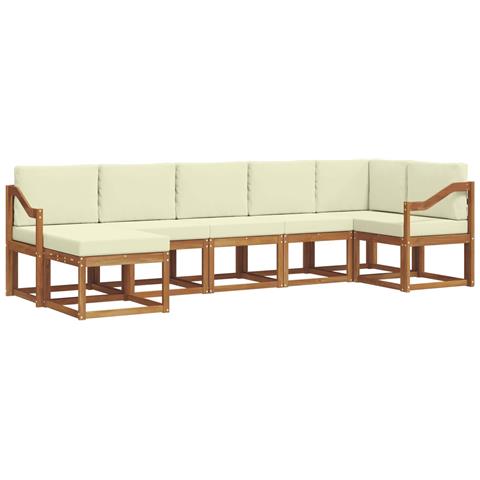 Set di divani da esterno con cuscino 7 pcs Naturale e Crema - Foto 1