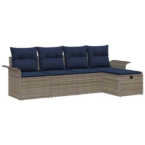Set Divano da Giardino con cuscino 5 pcs Poly Rattan - Foto 1