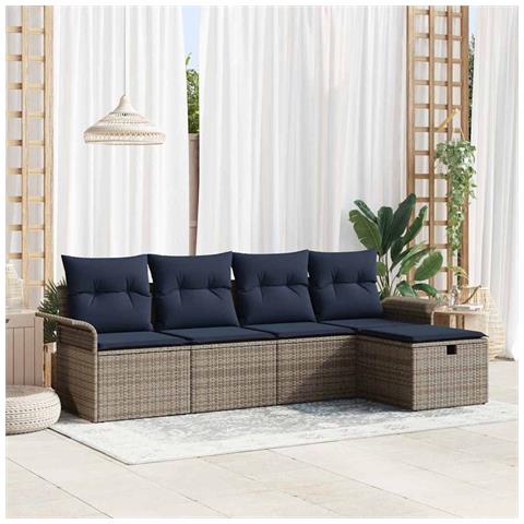 Set Divano da Giardino con cuscino 5 pcs Poly Rattan - Foto 2