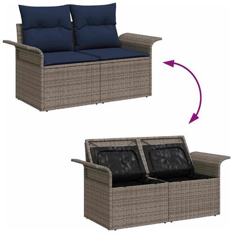 Set Divano da Giardino con cuscino 5 pcs Poly Rattan - Foto 9