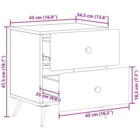 Armadio da Notte con cassetto Rovere Sonoma 43 x 34,5 x 47,5 cm - Foto 9