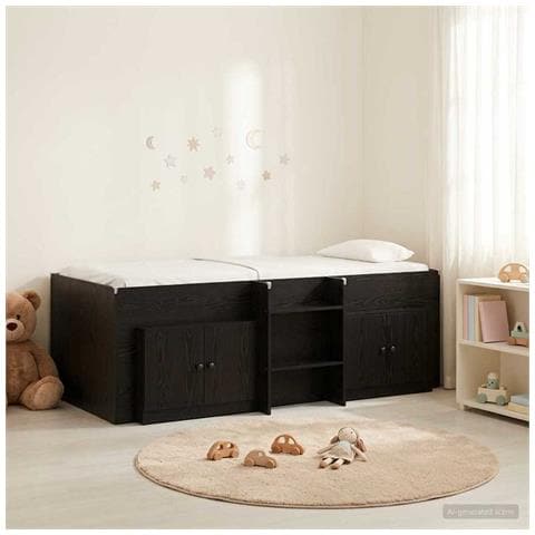 Struttura Letto Loft con Mobile 3 pz Nero Legno multistrato - Foto 2