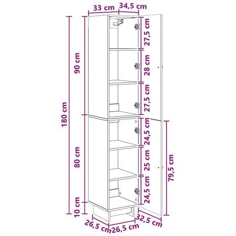 Set di armadi 2 pcs Legno antico 34,5 x 33 x 90 cm - Foto 9