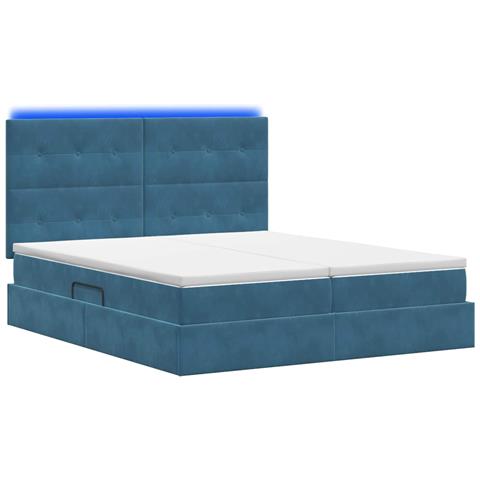 Letto con contenitore LED e materasso Blu Scuro 180 x 200 cm - Foto 9