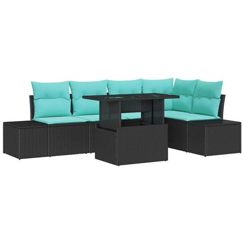 Set Divano da Giardino 6 pz Nero polyrattan - Foto 1