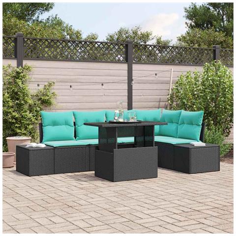 Set Divano da Giardino 6 pz Nero polyrattan - Foto 2