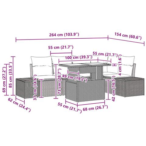 Set Divano da Giardino 6 pz Nero polyrattan - Foto 10