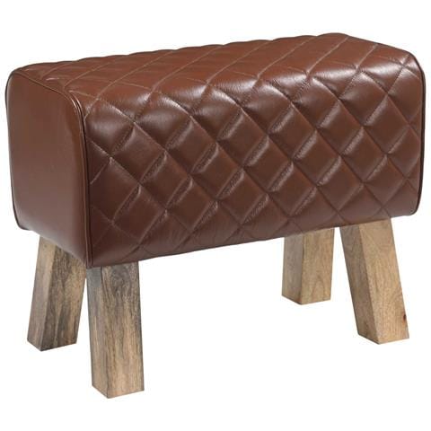 panca 60 x 30 x 45 cm Pelle Vera Marrone diamante - Foto 1