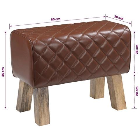 panca 60 x 30 x 45 cm Pelle Vera Marrone diamante - Foto 7