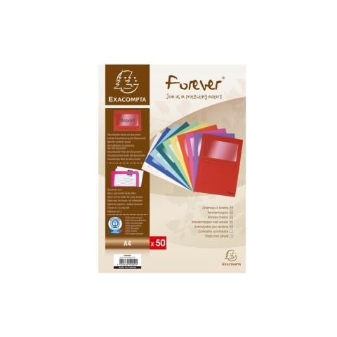 Copertina Exacompta Forever - A4 - 210 mm Larghezza x 297 mm Lunghezza Dimensione Foglio - 80 Capacità Fogli - Pressboard - Assortito - 50 / Pacco - Foto 1